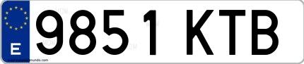 Ejemplo de matrícula española 9851 KTB