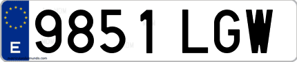 Ejemplo de matrícula de coche ordinaria 9851 LGW