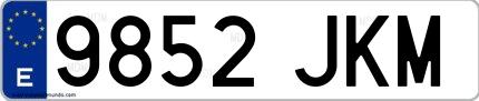 Ejemplo de matrícula española 9852 JKM
