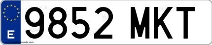 Ejemplo de matrícula española 9852 MKT