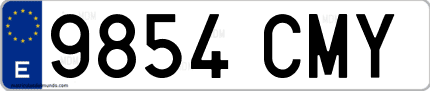 Ejemplo de matrícula de coche ordinaria 9854 CMY