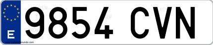 Ejemplo de matrícula española 9854 CVN