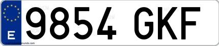 Ejemplo de matrícula española 9854 GKF