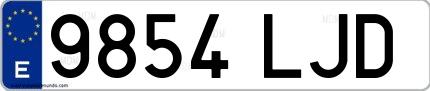 Ejemplo de matrícula española 9854 LJD