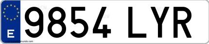 Ejemplo de matrícula española 9854 LYR