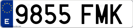Ejemplo de matrícula de coche ordinaria 9855 FMK