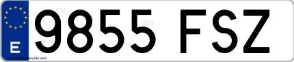 Ejemplo de matrícula española 9855 FSZ