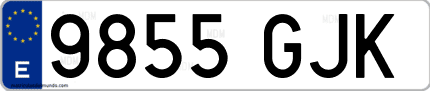 Ejemplo de matrícula de coche ordinaria 9855 GJK