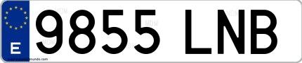 Ejemplo de matrícula española 9855 LNB