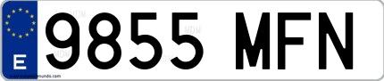 Ejemplo de matrícula española 9855 MFN