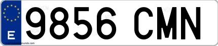 Ejemplo de matrícula española 9856 CMN