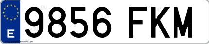 Ejemplo de matrícula española 9856 FKM