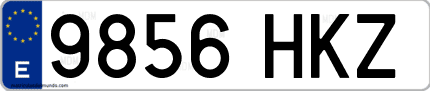 Ejemplo de matrícula de coche ordinaria 9856 HKZ