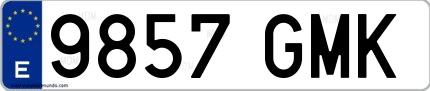 Ejemplo de matrícula española 9857 GMK