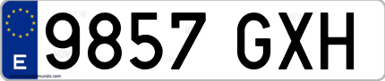 Ejemplo de matrícula de coche ordinaria 9857 GXH