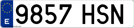 Ejemplo de matrícula de coche ordinaria 9857 HSN