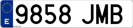 Ejemplo de matrícula española 9858 JMB