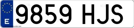 Ejemplo de matrícula española 9859 HJS