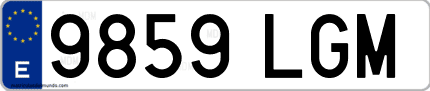 Ejemplo de matrícula de coche ordinaria 9859 LGM