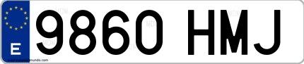 Ejemplo de matrícula española 9860 HMJ