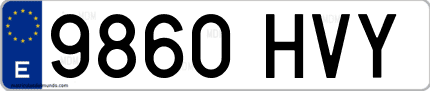 Ejemplo de matrícula de coche ordinaria 9860 HVY