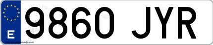 Ejemplo de matrícula española 9860 JYR