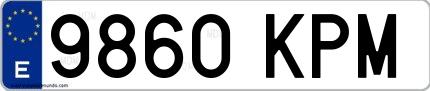 Ejemplo de matrícula española 9860 KPM
