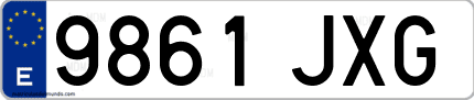 Ejemplo de matrícula de coche ordinaria 9861 JXG