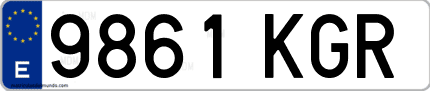 Ejemplo de matrícula de coche ordinaria 9861 KGR