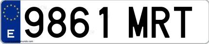 Ejemplo de matrícula española 9861 MRT