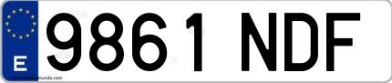 Ejemplo de matrícula española 9861 NDF