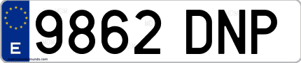 Ejemplo de matrícula de coche ordinaria 9862 DNP