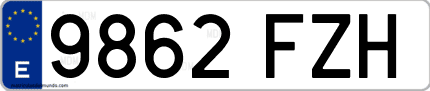 Ejemplo de matrícula de coche ordinaria 9862 FZH