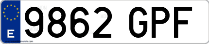 Ejemplo de matrícula de coche ordinaria 9862 GPF