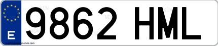 Ejemplo de matrícula española 9862 HML