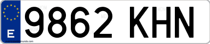 Ejemplo de matrícula de coche ordinaria 9862 KHN