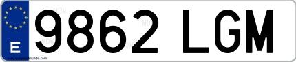 Ejemplo de matrícula española 9862 LGM