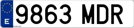 Ejemplo de matrícula española 9863 MDR