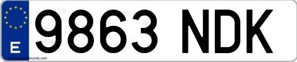 Ejemplo de matrícula española 9863 NDK