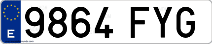Ejemplo de matrícula de coche ordinaria 9864 FYG