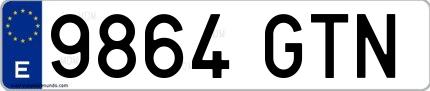 Ejemplo de matrícula española 9864 GTN