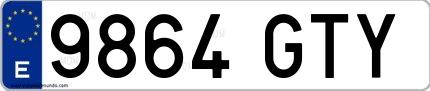 Ejemplo de matrícula española 9864 GTY