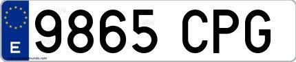 Ejemplo de matrícula española 9865 CPG