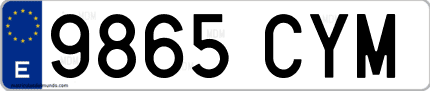 Ejemplo de matrícula de coche ordinaria 9865 CYM