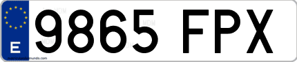 Ejemplo de matrícula de coche ordinaria 9865 FPX