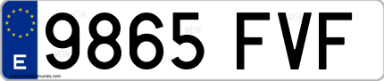 Ejemplo de matrícula de coche ordinaria 9865 FVF
