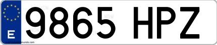 Ejemplo de matrícula española 9865 HPZ