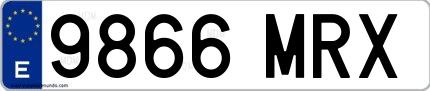 Ejemplo de matrícula española 9866 MRX