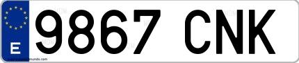 Ejemplo de matrícula española 9867 CNK