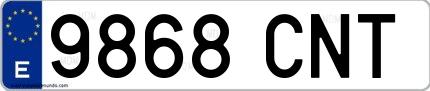 Ejemplo de matrícula española 9868 CNT